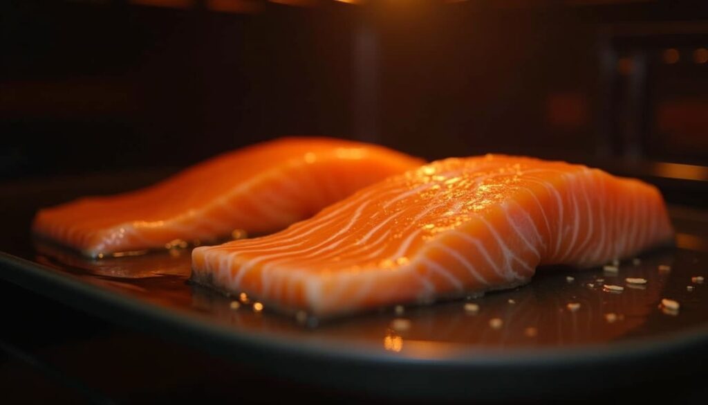 Perfectly baked salmon fillet ready to eat.